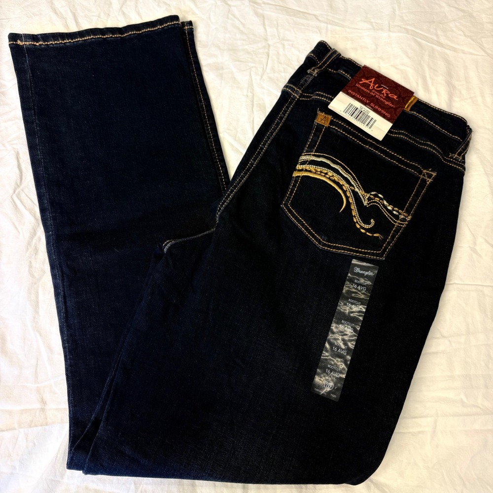 Wrangler Aura Instantly Slimming Bootcut Jeans Dark Wash WUT74BT 16 AVG
